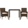 Image de vidaXL - 3-delige - Tuinset - met - kussens - poly - rattan - en - glas - bruin