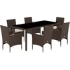 Image de vidaXL - 7-delige - Tuinset - met - kussens - poly - rattan - en - glas - bruin
