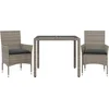 Image de vidaXL - 3-delige - Tuinset - met - kussens - poly - rattan - en - glas - grijs