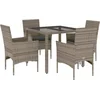 Image de vidaXL - 5-delige - Tuinset - met - kussens - poly - rattan - en - glas - grijs