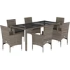Image de vidaXL - 7-delige - Tuinset - met - kussens - poly - rattan - en - glas - grijs