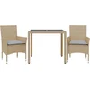 Image de vidaXL - 3-delige - Tuinset - met - kussens - poly - rattan - en - glas - beige
