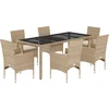Image de vidaXL - 7-delige - Tuinset - met - kussens - poly - rattan - en - glas - beige