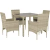 Image de vidaXL - 5-delige - Tuinset - met - kussens - poly - rattan - en - glas - lichtgrijs
