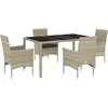 Image de vidaXL - 5-delige - Tuinset - met - kussens - poly - rattan - en - glas - lichtgrijs