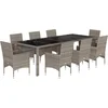 Image de vidaXL - 9-delige - Tuinset - met - kussens - poly - rattan - en - glas - grijs