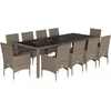 Image de vidaXL - 11-delige - Tuinset - met - kussens - poly - rattan - en - glas - grijs