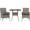 Image de vidaXL - 3-delige - Tuinset - met - kussens - poly - rattan - en - glas - grijs