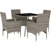 Image de vidaXL - 5-delige - Tuinset - met - kussens - poly - rattan - en - glas - grijs