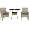 Image de vidaXL - 3-delige - Tuinset - met - kussens - poly - rattan - en - glas - grijs