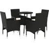 Image de vidaXL - 5-delige - Tuinset - met - kussens - poly - rattan - en - glas - zwart