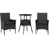 Image de vidaXL - 3-delige - Tuinset - met - kussens - poly - rattan - en - glas - zwart