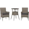 Image de vidaXL - 3-delige - Tuinset - met - kussens - poly - rattan - en - glas - grijs