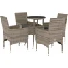 Image de vidaXL - 5-delige - Tuinset - met - kussens - poly - rattan - en - glas - grijs