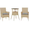 Image de vidaXL - 3-delige - Tuinset - met - kussens - poly - rattan - en - glas - beige