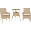 Image de vidaXL - 3-delige - Tuinset - met - kussens - poly - rattan - en - glas - beige