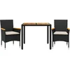 Image de vidaXL - 3-delige - Tuinset - met - kussens - poly - rattan - en - acaciahout - zwart