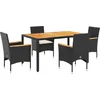 Image de vidaXL - 5-delige - Tuinset - met - kussens - poly - rattan - en - acaciahouta - zwart