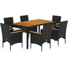 Image de vidaXL - 7-delige - Tuinset - met - kussens - poly - rattan - en - acaciahout - zwart