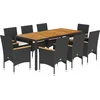 Image de vidaXL - 9-delige - Tuinset - met - kussens - poly - rattan - en - acaciahout - zwart