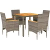 Image de vidaXL - 5-delige - Tuinset - met - kussens - poly - rattan - en - acaciahout - grijs