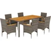 Image de vidaXL - 7-delige - Tuinset - met - kussens - poly - rattan - en - acaciahout - grijs