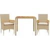 Image de vidaXL - 3-delige - Tuinset - met - kussens - poly - rattan - en - acaciahout - beige