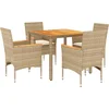 Image de vidaXL - 5-delige - Tuinset - met - kussens - poly - rattan - en - acaciahout - beige