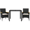 Image de vidaXL - 3-delige - Tuinset - met - kussens - poly - rattan - en - glas - zwart