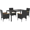 Image de vidaXL - 5-delige - Tuinset - met - kussens - poly - rattan - en - glas - zwart