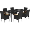 Image de vidaXL - 7-delige - Tuinset - met - kussens - poly - rattan - en - acaciahout - zwart