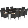 Image de vidaXL - 9-delige - Tuinset - met - kussens - poly - rattan - en - glas - zwart