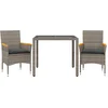 Image de vidaXL - 3-delige - Tuinset - met - kussens - poly - rattan - en - glas - grijs