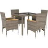 Image de vidaXL - 5-delige - Tuinset - met - kussens - poly - rattan - en - glas - grijs