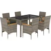 Image de vidaXL - 7-delige - Tuinset - met - kussens - poly - rattan - en - glas - grijs