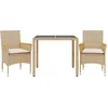 Image de vidaXL - 3-delige - Tuinset - met - kussens - poly - rattan - en - glas - beige
