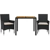 Image de vidaXL - 3-delige - Tuinset - met - kussens - poly - rattan - en - acaciahout - zwart