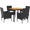 Image de vidaXL - 5-delige - Tuinset - met - kussens - poly - rattan - en - acaciahout - zwart