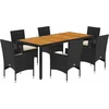 Image de vidaXL - 7-delige - Tuinset - met - kussens - poly - rattan - en - acaciahout - zwart