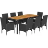 Image de vidaXL - 9-delige - Tuinset - met - kussens - poly - rattan - en - acaciahout - zwart