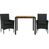 Image de vidaXL - 3-delige - Tuinset - met - kussens - poly - rattan - en - acaciahout - zwart