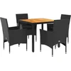 Image de vidaXL - 5-delige - Loungeset - met - kussens - poly - rattan - en - acaciahout - zwart