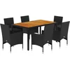 Image de vidaXL - 7-delige - Tuinset - met - kussens - poly - rattan - en - acaciahout - zwart