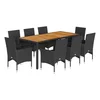 Image de vidaXL - 9-delige - Tuinset - met - kussens - poly - rattan - en - acaciahout - zwart