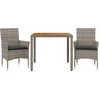 Image de vidaXL - 3-delige - Tuinset - met - kussens - poly - rattan - en - acaciahout - grijs