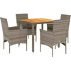 Image de vidaXL - 5-delige - Loungeset - met - kussens - poly - rattan - en - acaciahout - grijs