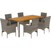 Image de vidaXL - 7-delige - Tuinset - met - kussens - poly - rattan - en - acaciahout - grijs