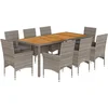 Image de vidaXL - 9-delige - Tuinset - met - kussens - poly - rattan - en - acaciahout - grijs