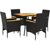 Image de vidaXL - 5-delige - Loungeset - met - kussens - poly - rattan - en - acaciahout - zwart