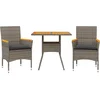 Image de vidaXL - 3-delige - Tuinset - met - kussens - poly - rattan - en - acaciahout - grijs
